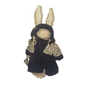 Vintage Boyds Emily Babbit Rabbit Collectible Leopard Wrap Black Dress Gift